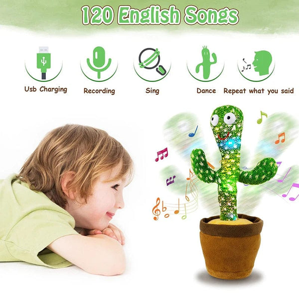 Planet Gates About 35CM Dancing Cactus 120 Song Speaker Talking Usb Battery Voice Repeat Plush Cactu Dancer Toy Talk Plushie Stuffed Toys For Kids Gift