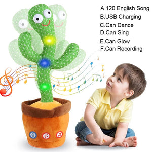 Planet Gates About 35CM Dancing Cactus 120 Song Speaker Talking Usb Battery Voice Repeat Plush Cactu Dancer Toy Talk Plushie Stuffed Toys For Kids Gift