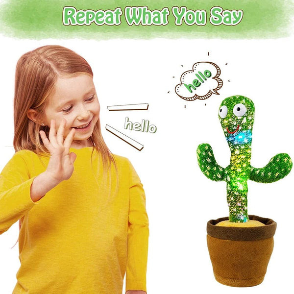 Planet Gates About 35CM Kids Dancing Talking Cactus Toys Interactive Talking Sunny Cactus Electronic Plush Toy Home Decoration for Children Xmas Gifts