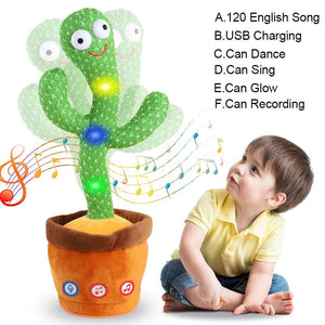 Planet Gates About 35CM Kids Dancing Talking Cactus Toys Interactive Talking Sunny Cactus Electronic Plush Toy Home Decoration for Children Xmas Gifts