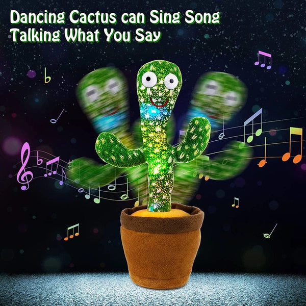 Planet Gates About 35CM Kids Dancing Talking Cactus Toys Interactive Talking Sunny Cactus Electronic Plush Toy Home Decoration for Children Xmas Gifts