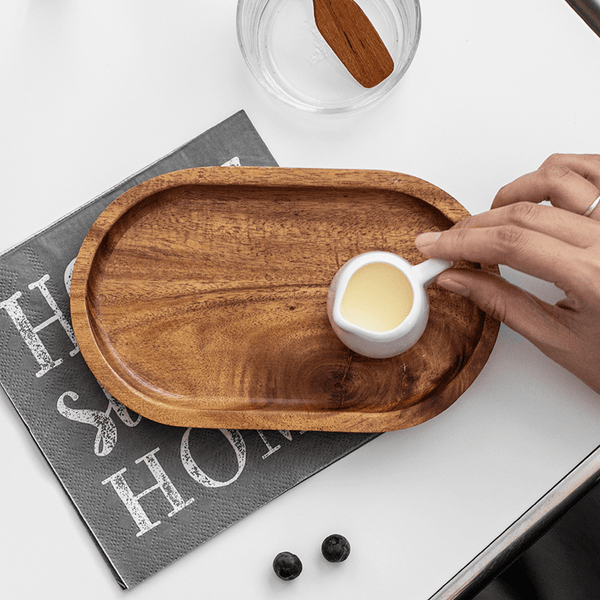 Planet Gates Acacia wood 1pc Wooden Tray, Fruit Plate, Wooden Dessert Plate, Coffee Milk Snack Wooden Tray, Cake Plate Cheese Plate, Wooden Tea Tray, Bread Plate, Breakfast Plate