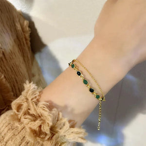 Planet Gates Accessories for Women Crystal Charm Bracelets for Women Gold Color Beaded Chain Double Layered Adjustable Bracelet Jewelry Gift