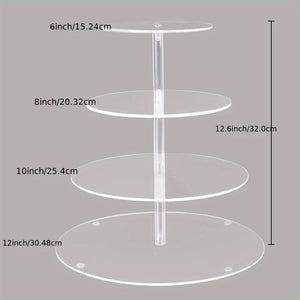 Planet Gates Acrylic 1pc Clear Acrylic 4 Tier Cupcake Stand - Perfect for Weddings, Birthdays, and Parties - Elegant Round Glass Cupcake Holder for Desserts and Pastries