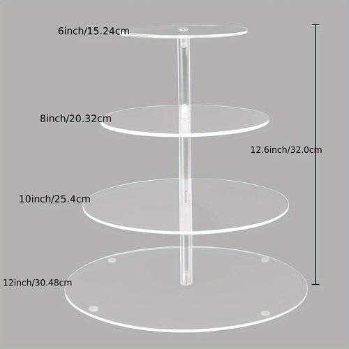 Planet Gates Acrylic 1pc Clear Acrylic 4 Tier Cupcake Stand - Perfect for Weddings, Birthdays, and Parties - Elegant Round Glass Cupcake Holder for Desserts and Pastries
