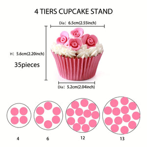 Planet Gates Acrylic 1pc Clear Acrylic 4 Tier Cupcake Stand - Perfect for Weddings, Birthdays, and Parties - Elegant Round Glass Cupcake Holder for Desserts and Pastries