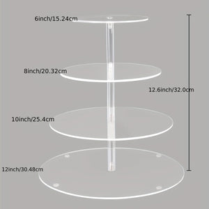 Planet Gates Acrylic 1pc Clear Acrylic 4 Tier Cupcake Stand - Perfect for Weddings, Birthdays, and Parties - Elegant Round Glass Cupcake Holder for Desserts and Pastries