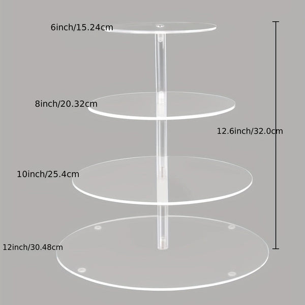 Planet Gates Acrylic 1pc Clear Acrylic 4 Tier Cupcake Stand - Perfect for Weddings, Birthdays, and Parties - Elegant Round Glass Cupcake Holder for Desserts and Pastries