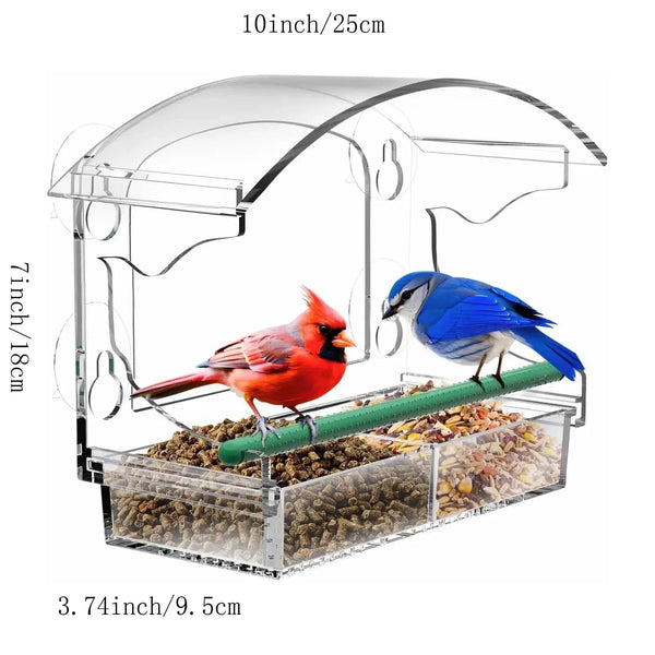 Planet Gates Acrylic Clear Glass Window Birds Hanging Feeder Birdhouse Food Feeding House Table Seed Peanut Suction Cup