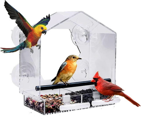 Planet Gates Acrylic Clear Glass Window Birds Hanging Feeder Birdhouse Food Feeding House Table Seed Peanut Suction Cup