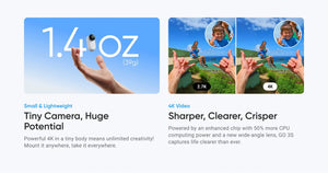 Planet Gates Action Kit W128GB / CHINA Insta360 GO 3S – 4K Tiny Camera, Portable and Versatile, Hands-Free, POV, Mount Anywhere, Stabilization