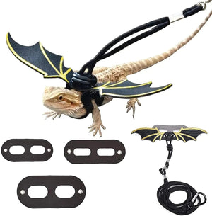 Planet Gates Adjustable Bearded Dragon Leash Harness set Wings Costume Clothes From Baby To Juvenile Lizard Iguana Gecko Chameleon Walking