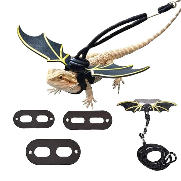Planet Gates Adjustable Bearded Dragon Leash Harness set Wings Costume Clothes From Baby To Juvenile Lizard Iguana Gecko Chameleon Walking