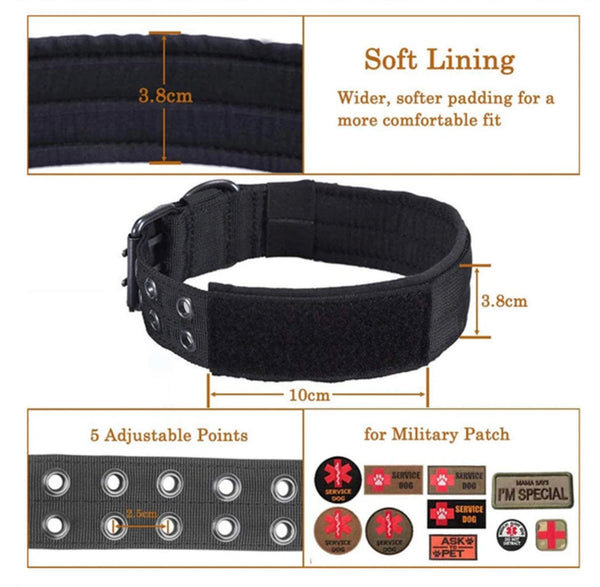 Planet Gates Adjustable Dog Collar Classic Reflective Training Military Dog Collar Nylon Heavy Duty Tactical Dog Collar German Shepherd