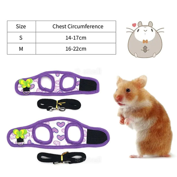 Planet Gates Adjustable Guinea Pig Harness Leash Set Outdoor Traction Rope for Hamster Chinchilla Mice Rat Ferret Rabbit Animal Accessories