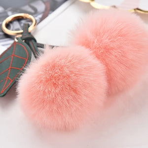 Planet Gates Adorable Fluffy Cherry Keychain - A Perfect Accessory for Your Car or Handbag!