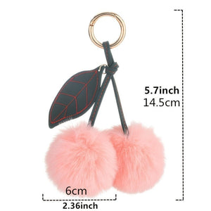 Planet Gates Adorable Fluffy Cherry Keychain - A Perfect Accessory for Your Car or Handbag!