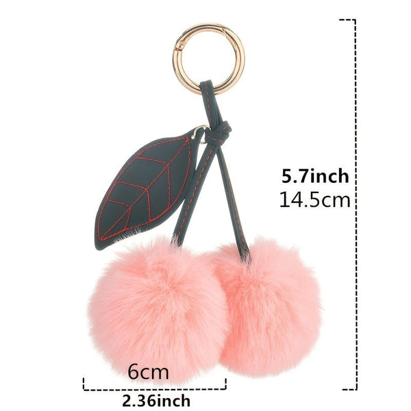 Planet Gates Adorable Fluffy Cherry Keychain - A Perfect Accessory for Your Car or Handbag!