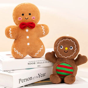 Planet Gates Adorable Ginger Bread Plush Toy Stuffed Caramel Chocolate Gingerbread Man Cushion Christmas Tree House Bow Ring Decor Xmas Deer