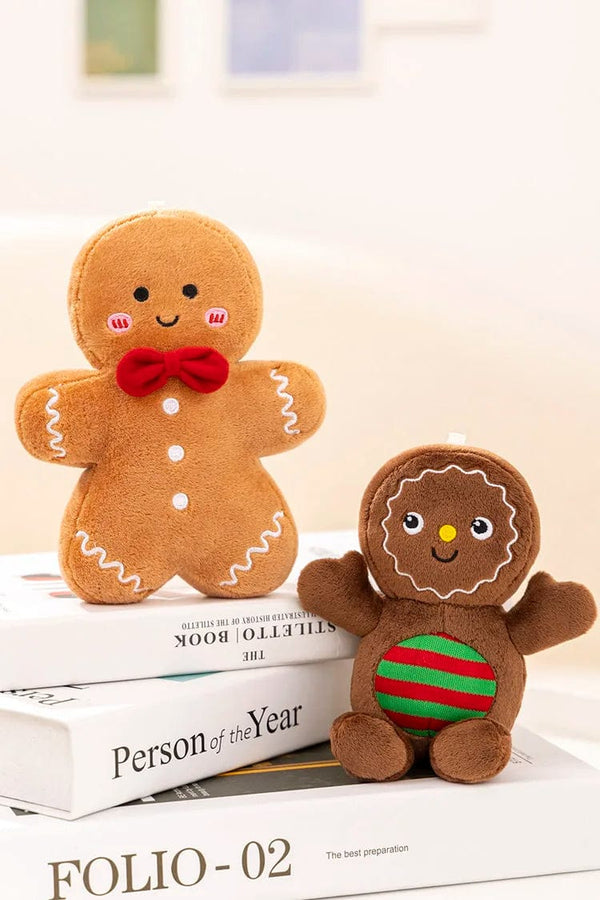 Planet Gates Adorable Ginger Bread Plush Toy Stuffed Caramel Chocolate Gingerbread Man Cushion Christmas Tree House Bow Ring Decor Xmas Deer