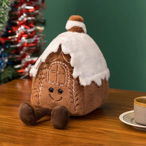 Planet Gates Adorable Ginger Bread Plush Toy Stuffed Caramel Chocolate Gingerbread Man Cushion Christmas Tree House Bow Ring Decor Xmas Deer