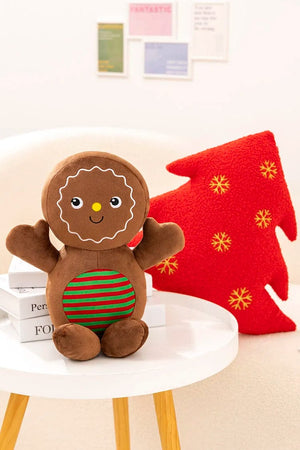 Planet Gates Adorable Ginger Bread Plush Toy Stuffed Caramel Chocolate Gingerbread Man Cushion Christmas Tree House Bow Ring Decor Xmas Deer