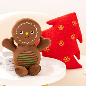 Planet Gates Adorable Ginger Bread Plush Toy Stuffed Caramel Chocolate Gingerbread Man Cushion Christmas Tree House Bow Ring Decor Xmas Deer