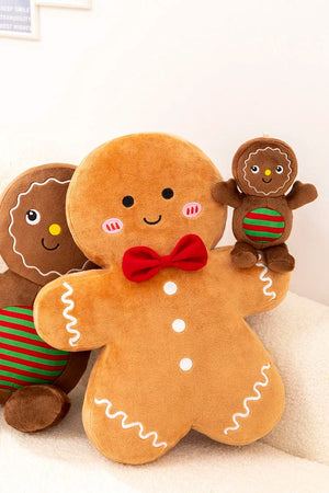 Planet Gates Adorable Ginger Bread Plush Toy Stuffed Caramel Chocolate Gingerbread Man Cushion Christmas Tree House Bow Ring Decor Xmas Deer