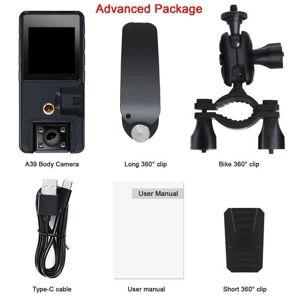 Planet Gates Advanced Package / With 256GB TF Card / CHINA Vandlion A39 Full 1080P HD Mini Camera 3000mAh Camcorder Body Mount Cam Small 180° Rotating Bike Camera Sports DV Car DVR Webcam