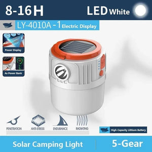 Planet Gates AElectric Display Solar Camping Light Power Bank LED Camping Lanterns 6 Gears Remote Control Waterproof Outdoor Tent Light Rechargeable Flashlight