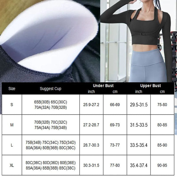 Planet Gates Aiithuug Padded Gym Shirts Long Sleeve Women Yoga Shirts Fake Two Pieces Fitness Tops with Underbust Fastener Sexy Workout Top