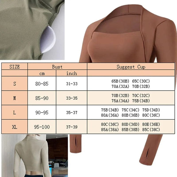 Planet Gates Aiithuug Padded Yoga Shirts Long Sleeve Yoga Crop Tops Low Cut Shirts Gym Shirt Workout Gym Top Insert Pads Slim Fit Sports Sexy