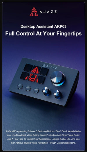 Planet Gates Ajazz AKP03E Mechanical Macro Keyboard,Multi-Function Desktop Assistant, for Office and Gaming, Easy-to-Use Multimedia Controls