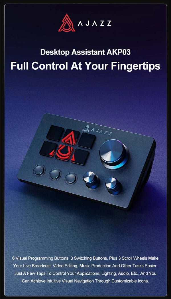 Planet Gates Ajazz AKP03E Mechanical Macro Keyboard,Multi-Function Desktop Assistant, for Office and Gaming, Easy-to-Use Multimedia Controls