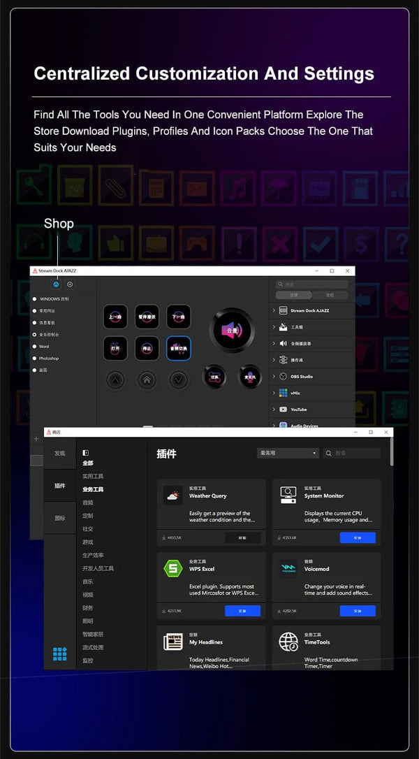 Planet Gates Ajazz AKP03E Mechanical Macro Keyboard,Multi-Function Desktop Assistant, for Office and Gaming, Easy-to-Use Multimedia Controls