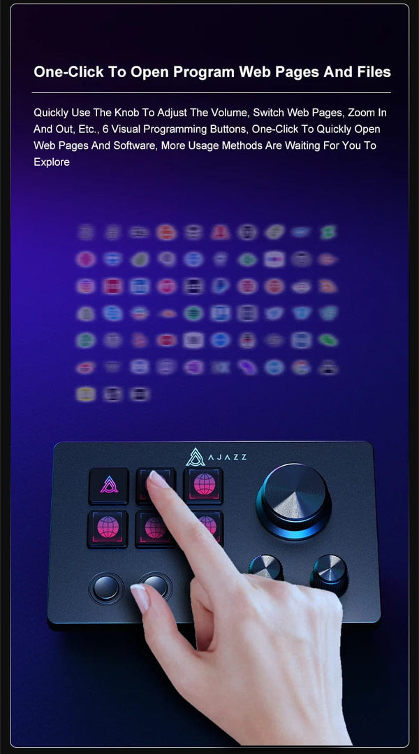 Planet Gates Ajazz AKP03E Mechanical Macro Keyboard,Multi-Function Desktop Assistant, for Office and Gaming, Easy-to-Use Multimedia Controls