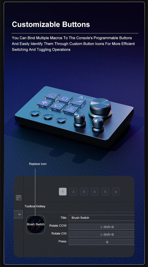 Planet Gates Ajazz AKP03E Programmable Visual Macro Keyboard Mechanical Gaming Keyboard Custom Button Mini Keyboard For Multiple Scenario