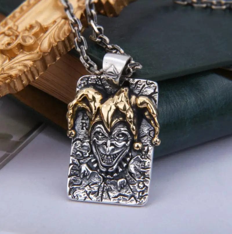 Planet Gates AL20298-Gold Retro Joker Square Pendant Necklace for Men Hiphop Rock Party Jewelry