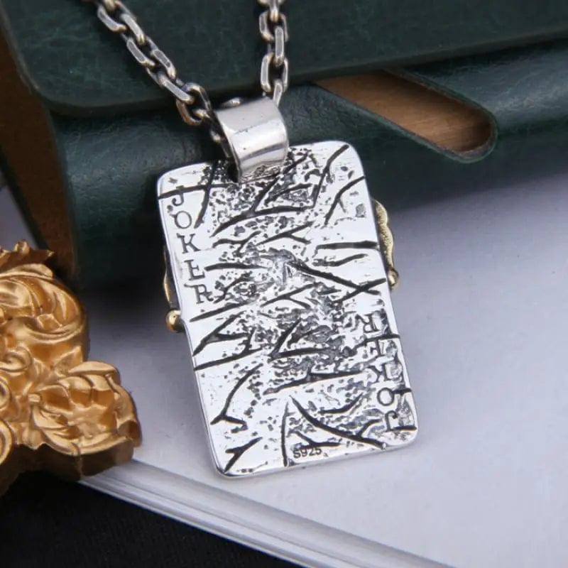Planet Gates AL20298-Gold Retro Joker Square Pendant Necklace for Men Hiphop Rock Party Jewelry