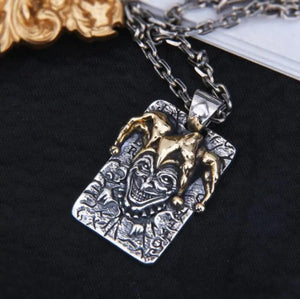 Planet Gates AL20298-Gold Retro Joker Square Pendant Necklace for Men Hiphop Rock Party Jewelry
