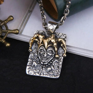 Planet Gates AL20298-Gold Retro Joker Square Pendant Necklace for Men Hiphop Rock Party Jewelry