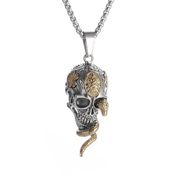 Planet Gates AL20298-Gold Retro Joker Square Pendant Necklace for Men Hiphop Rock Party Jewelry