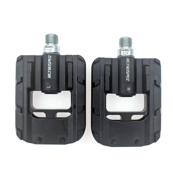 Planet Gates All Black Folding Bike Pedals Foldable Pedal MTB Road Bike Road Bike Anti-Skid Reflective Sealed Bearing Cr-Mo Universal Pedals 9/16