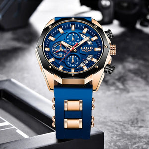 Planet Gates All black LIGE Men Watch Brand Luxury Silicone Strap Waterproof Sport Quartz Chronograph Military Wristwatch Men Clock Relogio Masculino