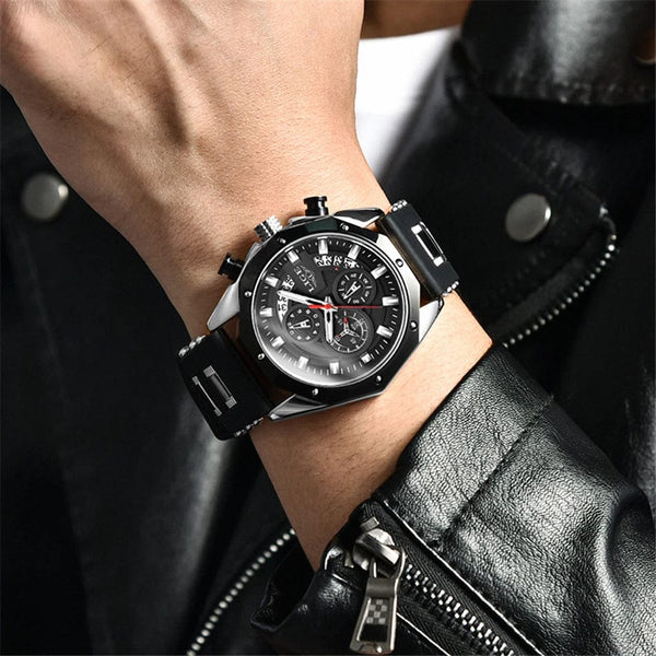 Planet Gates All black LIGE Men Watch Brand Luxury Silicone Strap Waterproof Sport Quartz Chronograph Military Wristwatch Men Clock Relogio Masculino