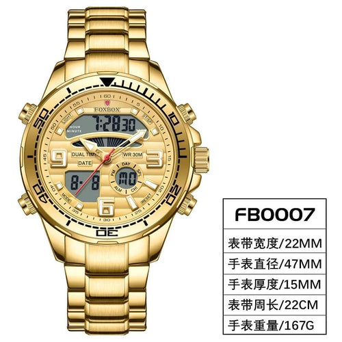 Planet Gates All yellow 2024 LIGE Brand Foxbox Digital Mens Watches Top Luxury Sport Quartz Wristwatch For Men All Steel Military Waterproof Clock+Box
