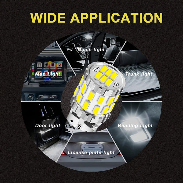 Planet Gates Aluminum 194 LED Bulbs White, Canbus Error Free 168 2825 T10 W5W LED Light Bulbs For License Plate Lights Interior Lights Dome Map Light, Pack Of 2