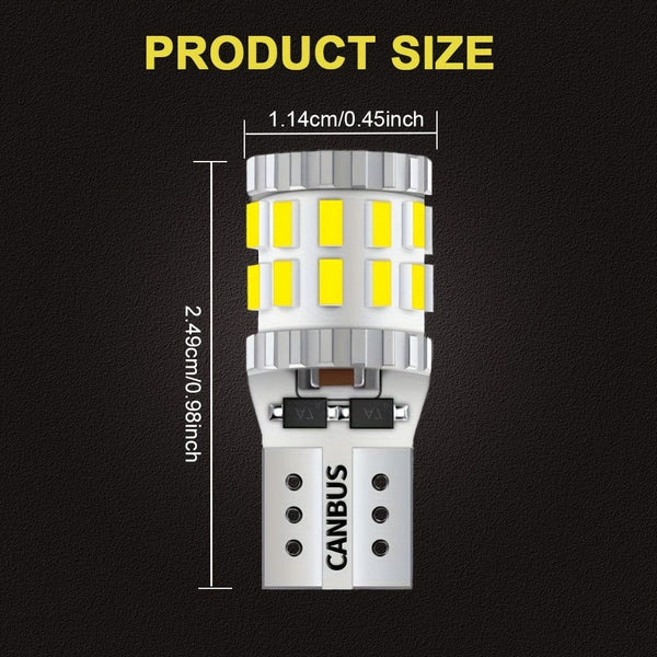 Planet Gates Aluminum 194 LED Bulbs White, Canbus Error Free 168 2825 T10 W5W LED Light Bulbs For License Plate Lights Interior Lights Dome Map Light, Pack Of 2