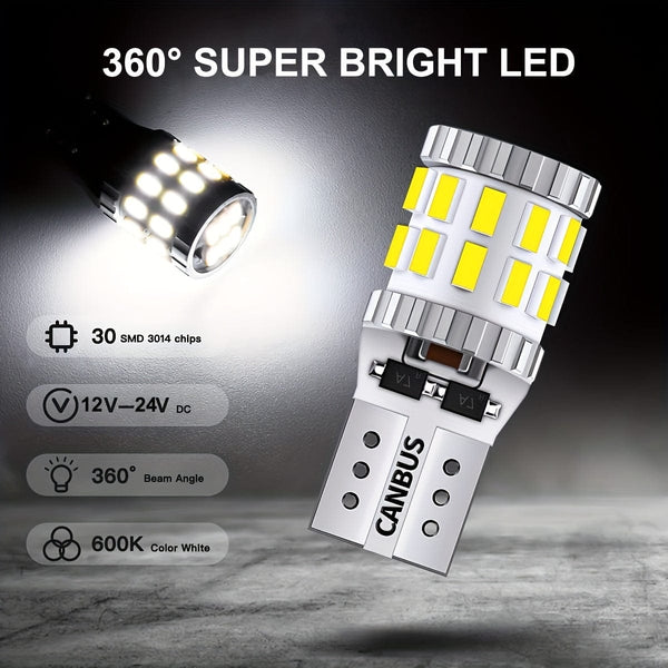 Planet Gates Aluminum 194 LED Bulbs White, Canbus Error Free 168 2825 T10 W5W LED Light Bulbs For License Plate Lights Interior Lights Dome Map Light, Pack Of 2