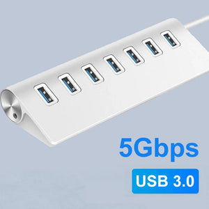 Planet Gates Aluminum Alloy USB 3.0 HUB 7 Ports High Speed Multi Splitter Adapter Up To 5Gbps Docking Station Expander for Laptop Computer PC